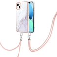 thumbnail image 1 of SaniMore for iPhone 14 6.1" 2022 Case with Detachable Crossbody Lanyard Shockproof TPU Backplane Marble Pattern Luxury Fashion Anti-drop Slim Lightweight Cover For iPhone 14, White, 1 of 4