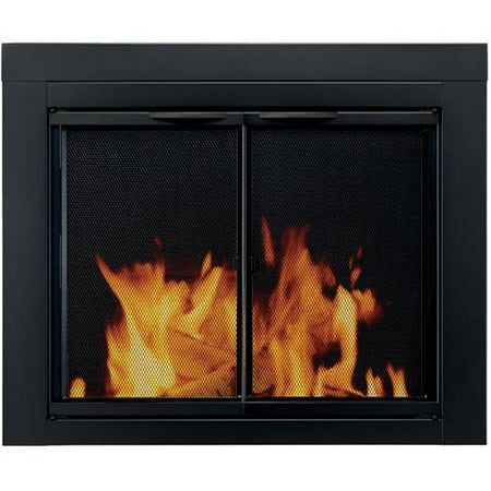 Pleasant Hearth Cabinet Style Fireplace Glass Door, Astor Black, AS-1010
