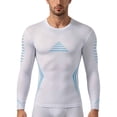thumbnail image 2 of Hfnxid Tight Shirt Men Slim Body Shaper Long Sleeve Workout Shirts Quick Dry Crewneck Tops Athletic Undershirts Blue,S, 2 of 5