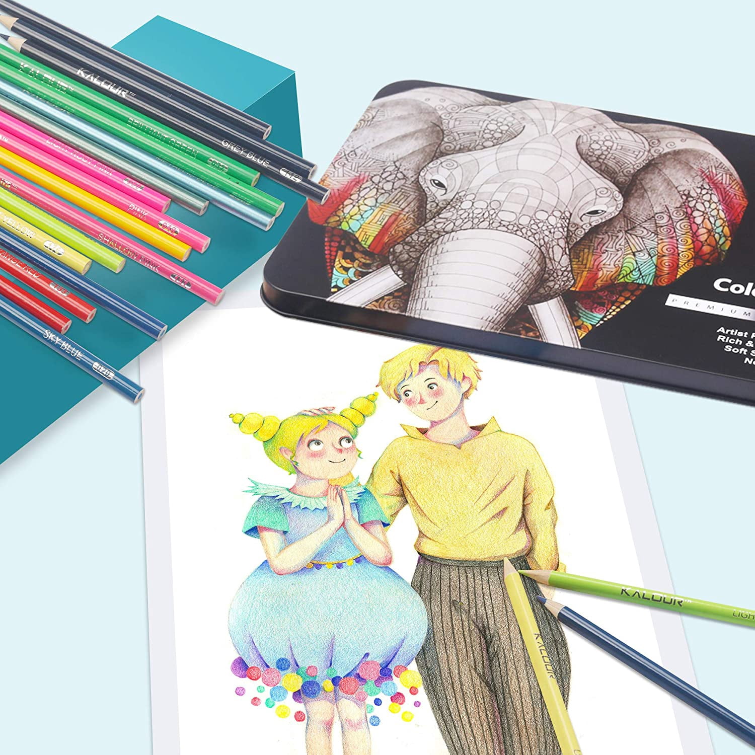 180 Colored Pencil Set for Adults Artists - Rich Pigment Soft Core -12 Metallic Pencil - Ideal for Coloring Drawing Sketching Shading Blending - Vibrant Color（Tin Case）