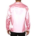 thumbnail image 3 of INSPIRE CHIC Men's Dress Satin V Neck Long Sleeves Button Down Party Shirts S Pink, 3 of 6