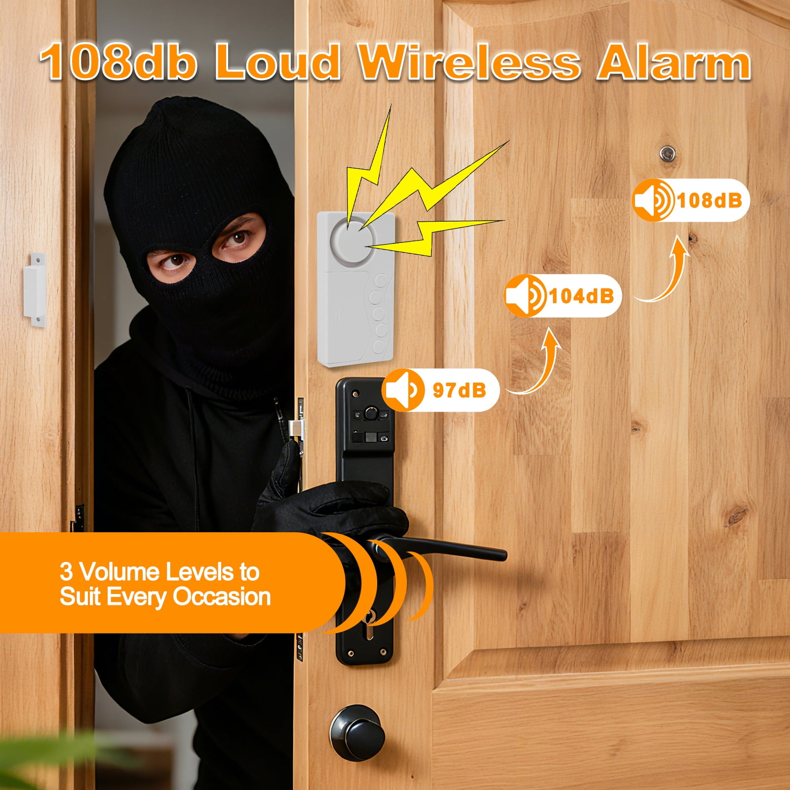NineLeaf Freezer Door Alarm,Door and Window Alarms for Home Security,3/15/30/60 Seconds 4-In-1 Door Magnetic Refrigerator Door Open Alarm Delayed Door Closing Bell for Home Business Office Shop,5PK
