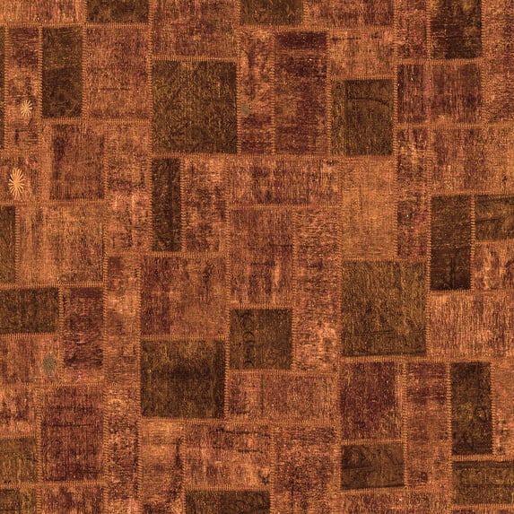 Ahgly Company Indoor Square Patchwork Orange Transitional Area Rugs, 7' Square