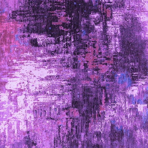 Ahgly Company Indoor Square Oriental Purple Industrial Area Rugs, 7' Square