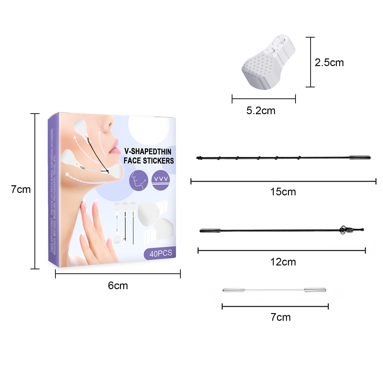 Alvantor Face Lift Tape Invisible V-Shaped Stickers Waterproof Jaw Slimming V Line Shaper, 40PCS