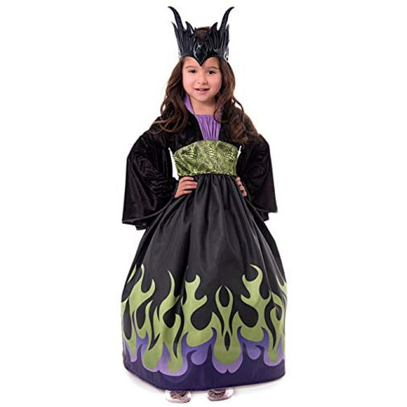 Little Adventures Dragon Queen Dress Up Costume with Soft Crown (X-Large Age 7-9)