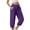 Purple, variant on Mrat Capris Joggers for Women Stretchy Athletic Pants High Waisted Workout Cropped Pants Loose Casual Capris Trousers S-36 Blue L