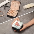 thumbnail image 7 of GZHJMY Travel Jewelry Box Winter Cardinal Bird PU Leather Mini Jewelry case Small Portable Jewelry Organizer Box(Black) for Necklace Bracelet Earrings Rings, 7 of 7