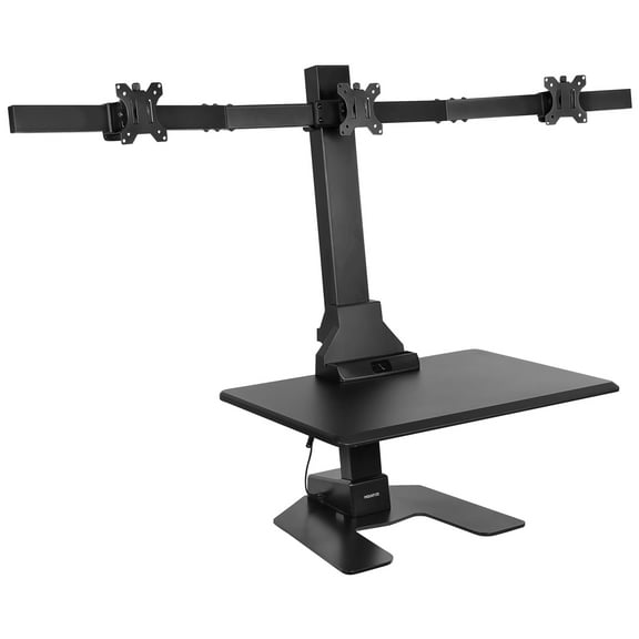 Mount-It! Triple Monitor Electric Standing Desk Converter | Stand-Up Computer Workstation with Three Monitor Mount