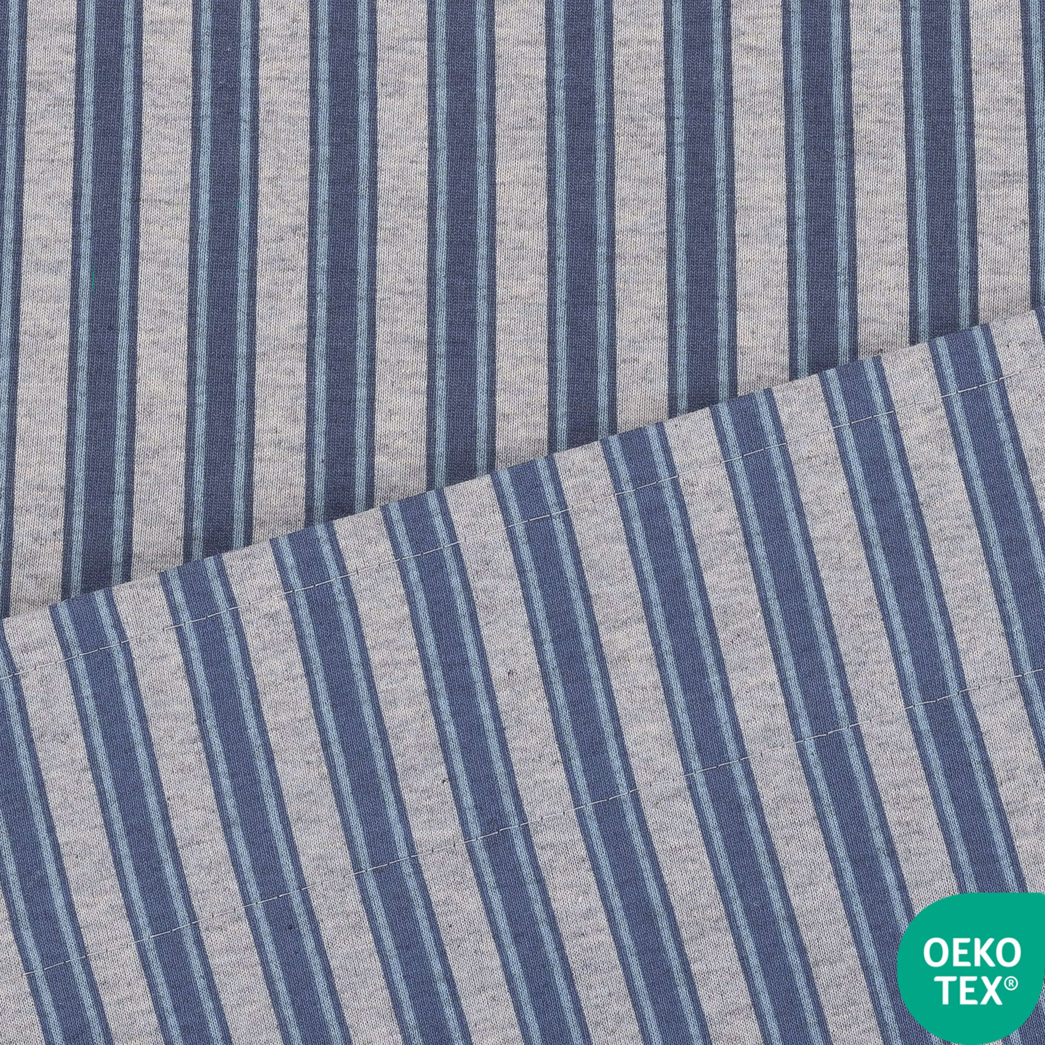 Mainstays Cotton Rich Extra Soft Jersey Bed Sheet Set, Queen, Blue Stripe, 4 Pieces