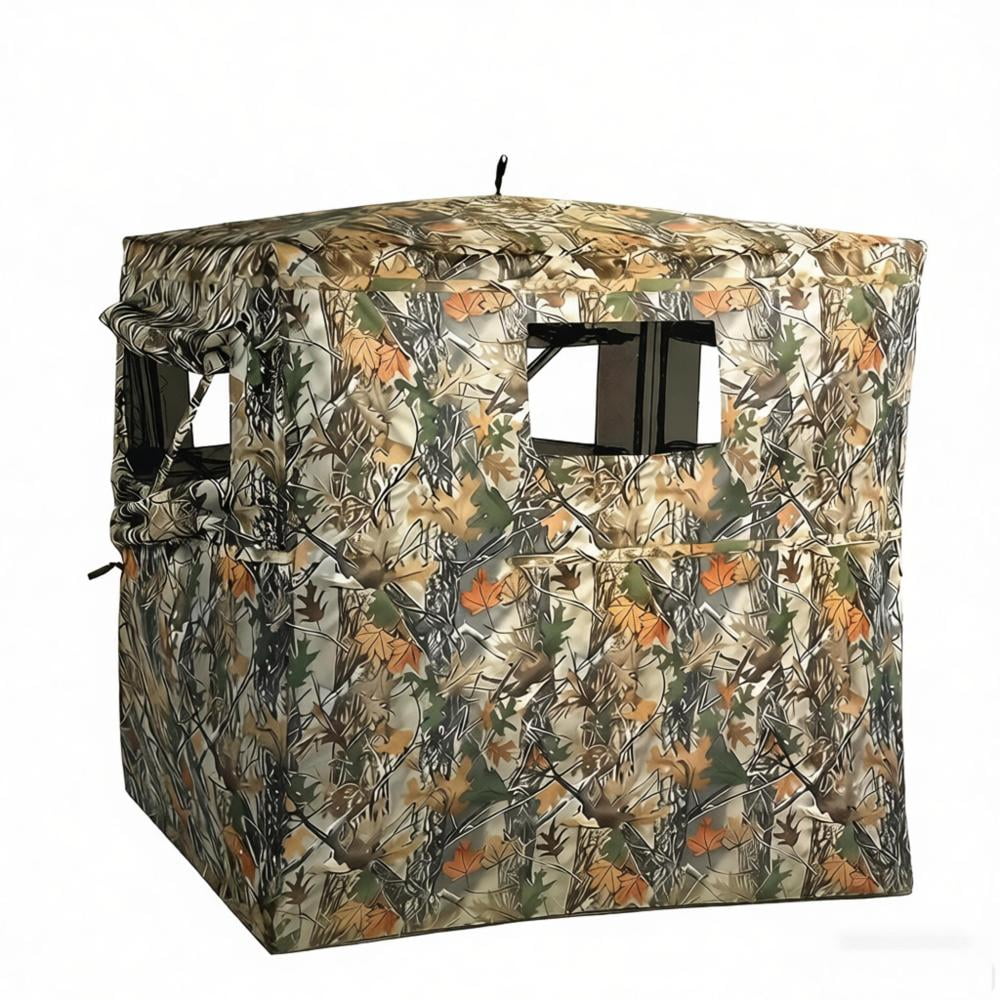 2-Person Camo Hunting Blind 270° See-Through Pop-Up Ground Blind