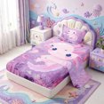thumbnail image 2 of Manfei Purple Axolotl Twin Sheets,Cute Aniaml Salamander Bedding,3 Pieces,1 Flat Sheet,1 Fitted Sheet and 1 Pillowcase, 2 of 6