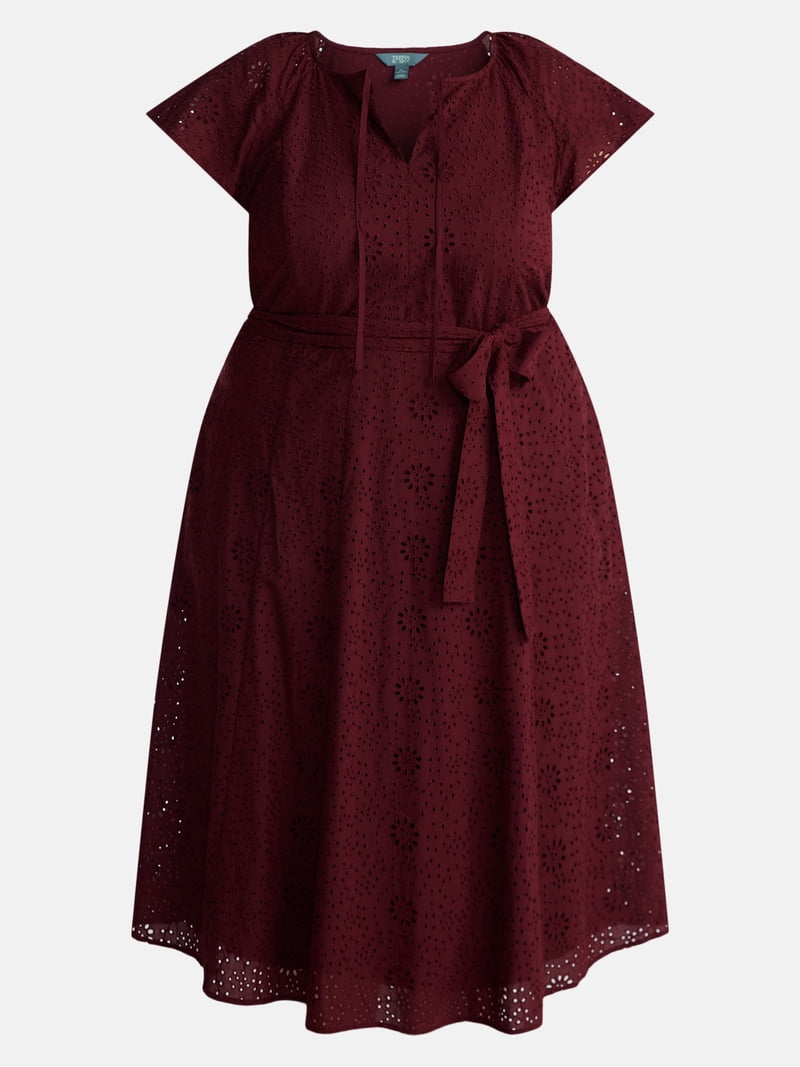 eyelet fit and flare dress White Floral Lace Eyelet Fit-and-Flare Midi Dress