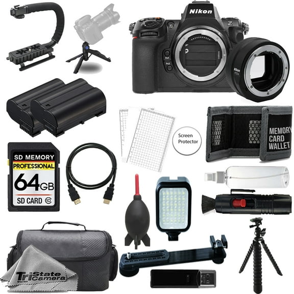 Nikon Z8 Mirrorless Digital Camera (Body) w/  FTZ II Mount Adapter  64GB   Extra Battery  LED Flash- ULTIMATE Kit (International Version)