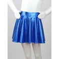 thumbnail image 4 of RUNQHUI Kids Girls Shiny Metallic Mini Pleated Flared Skater Skirt School Athletic Dance Scooter Royal Blue 12, 4 of 7