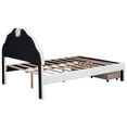 thumbnail image 5 of Full Size Upholstered Platform Bed with Slats, Modern Bed Frame with Seashell Shaped LED Headboard and 2 Drawers, White, 5 of 9