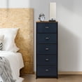 thumbnail image 2 of Sorbus Nightstand Dresser with 5 Drawers - Tall Storage Tower Unit Organizer for Bedroom, Hallway, Closet, College Dorm - Chest Drawer for Clothes, Steel Frame, Wood Top, Fabric Bins (Rustic Black), 2 of 6