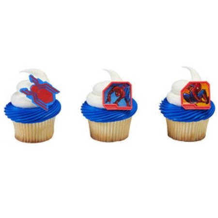 24 Spiderman Spider Man Homecoming Cupcake Cake Rings Birthday Party