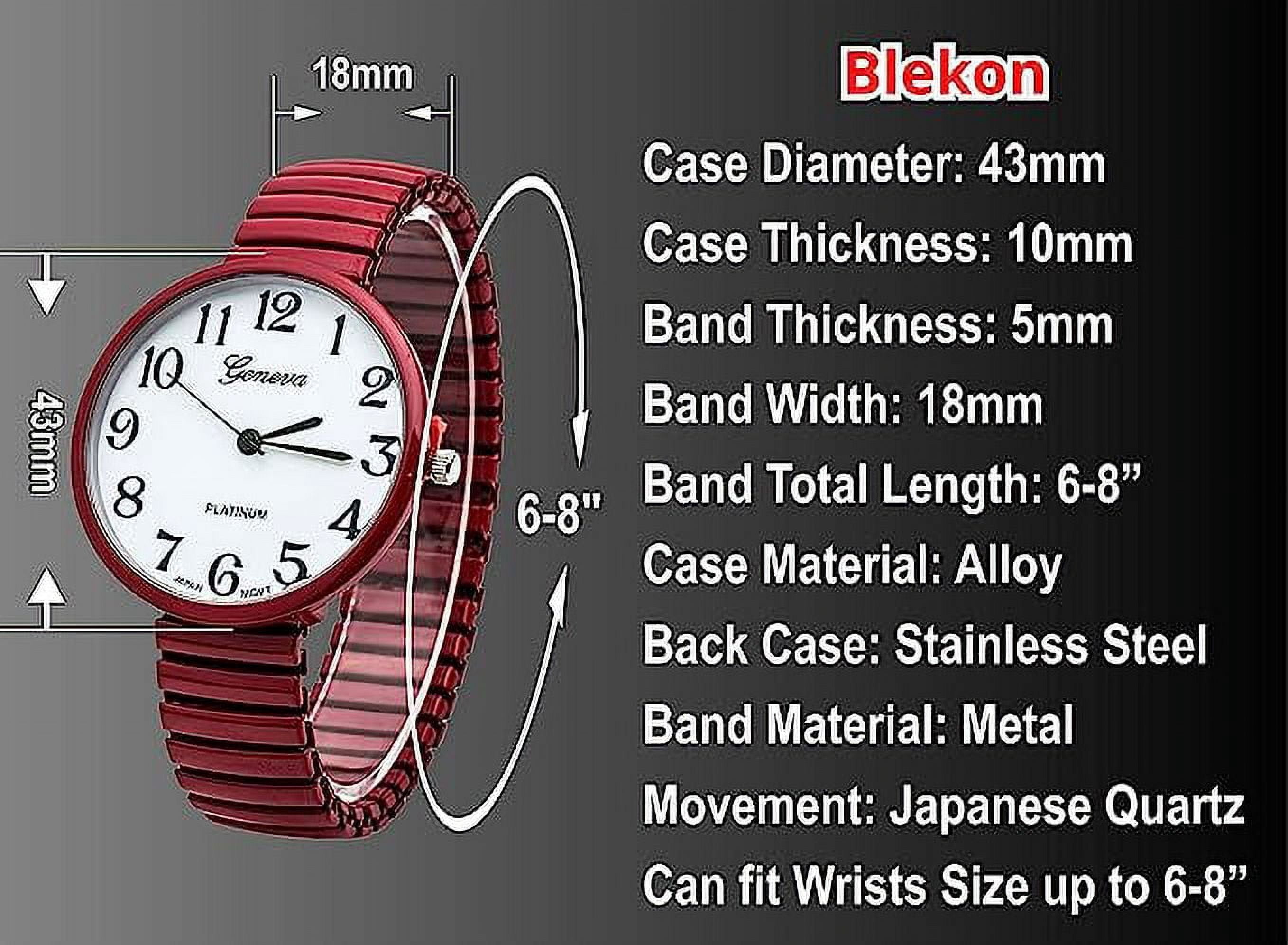 Blekon Collections - Orologio da polso alla moda, con cinturino elastico e movimento giapponese PC21J Grande faccia Medium Blu navy. : Blekon