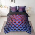 thumbnail image 2 of Manfei Abstract Geometric Geometry Bedding Comforter Set 7 Pieces,Stereoscopic Dense Holes Full Bedding Set,Blue Red Fitted Sheet Flat Sheet,Lightweight Room Decoration Reversible, 2 of 7