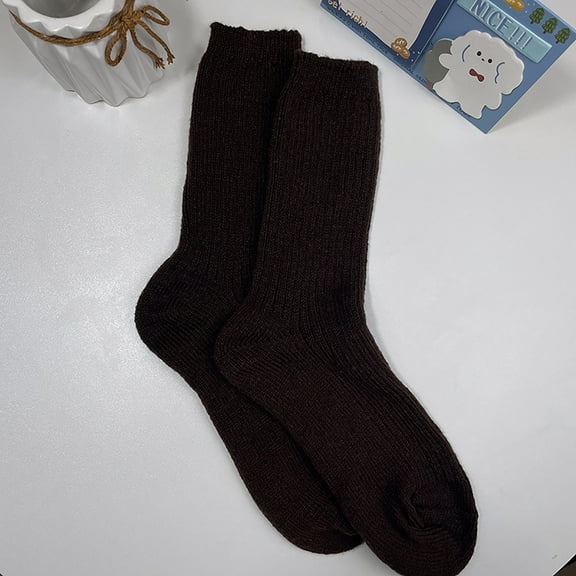 Dyfzdhu Women Autumn Winter Solid Color Wool Socks Simple Fashion Solid Color Mid Tube Socks