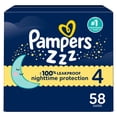 thumbnail image 1 of ZZZ Couches de Nuit, Taille 4 (22-37 lbs), Couche pour Bébé Jetable à Protection Nocturne, 1 of 28
