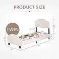 thumbnail image 7 of mecor Twin Upholstered Linen Platform Bed with Curved Shape Headboard and Footboard, Metal Frame with Strong Wood Slat Support, No Box Spring, Beige, Twin Size, 7 of 7