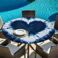 thumbnail image 5 of Blue Love Heart Round Tablecloth 36-44 Inch Round Fitted Table Cloth with Elastic Edge, Boho Ethnic Modern Funny Tie Dye Art Waterproof Table Cover Protector for Outdoor Picnic Party Dining, 5 of 6