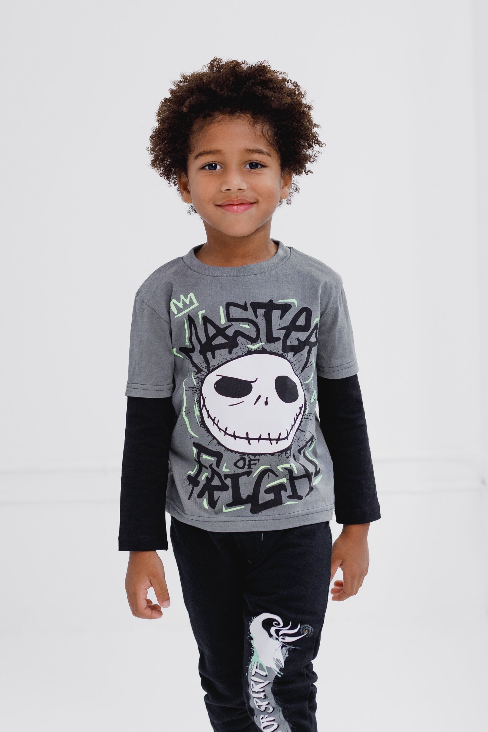 Disney Nightmare Before Christmas Jack Skellington 2fer T-Shirt and Fleece Jogger Pants Outfit Set Toddler to Big Kid