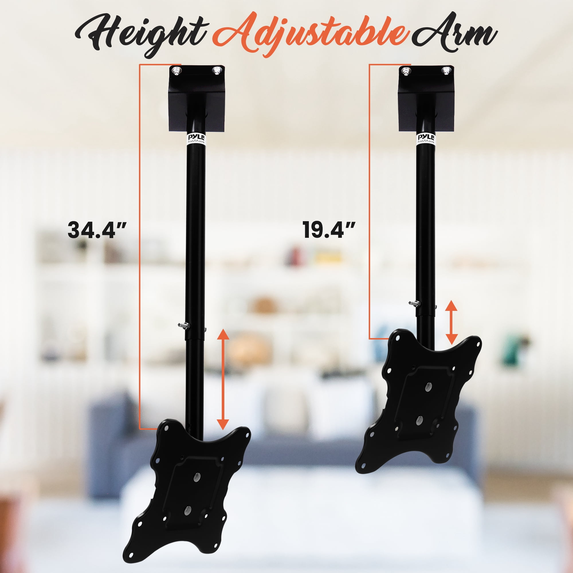 PYLE PCTVM15 - Universal Tilt, Swivel and Height Adjustable TV Ceiling Mount Bracket Fits Virtually All 23” - 42'' TVs (Flat Panel HDTV, LCD, LED, Plasma and Smart TVs)