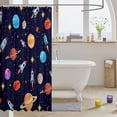 thumbnail image 3 of Manfei Cartoon Space Rockets Shower Curtain 72Wx84L,Celestial Color Planets Bathroom Shower Curtain,Navy, 3 of 5