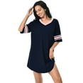 thumbnail image 3 of PinkBeautiM Women Nightgowns V Neck Soft Sleep Shirt Casual Short Sleeve Sleepwear, 3 of 5