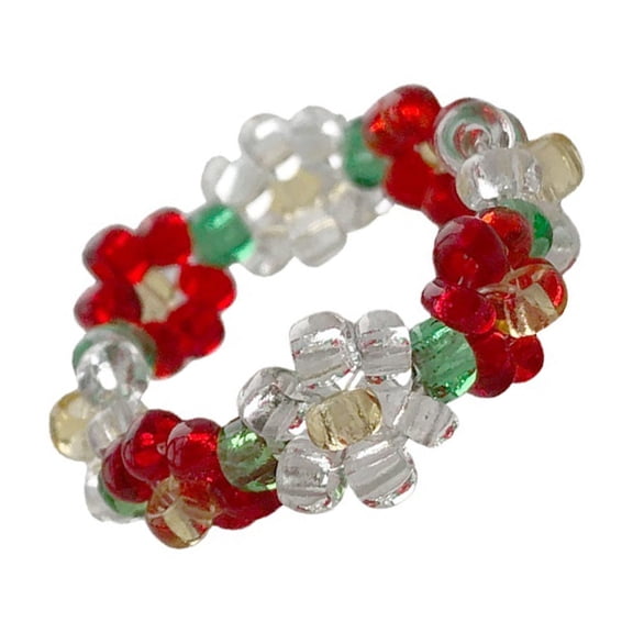 lixuesong Fashionable Beaded Rings Accessory Adjustable Elastic Designs Flower Rings Jewelry for Women and Craft Lovers