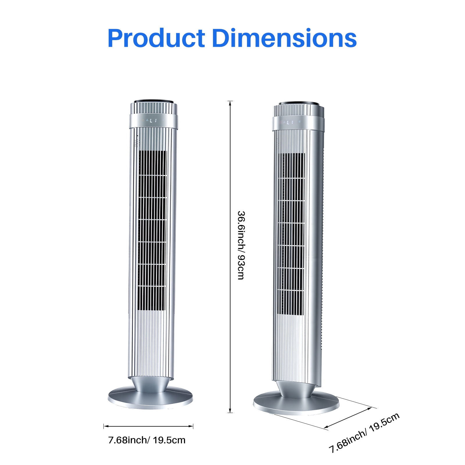 EDX Bladeless Tower Fan for Bedroom, 25ft/s High Velocity 28dB Quiet DC Fan, 5 Speeds 4 Modes, 12H Timer 64°Oscillating, Remote Standing Fan for Home Office Indoor, Silver