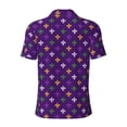 thumbnail image 3 of Xecao Purple Mardi Gras for Mens' Casual Short Sleeve Button-Down Polo Shirts for a Classic Golf Look, 3 of 9