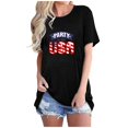 thumbnail image 1 of Tops Cortos para Mujeres Bandera de Moda Impresa Cuello Redondo, Camiseta de Manga 3/4 para Uso Diario, Casero Y Cómodo, 1 of 4