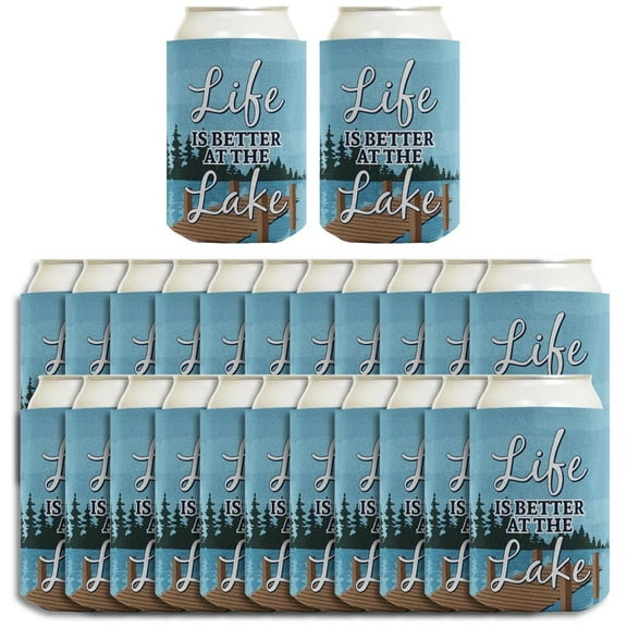 Lake Gifts Life is Better at the Lake Can Coolers Set 24-Pack Can Drink Thermocoolers Party Pack