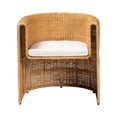thumbnail image 3 of Pemberly Row Natural Rattan Barrel Dining Chair with Removable Cushion, 3 of 9