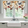 thumbnail image 5 of Spring Vintage Tie Up Curtain 63 Inches Long, Red Flower Blue Butterfly Leaves Oil Painting Balloon Style Kitchen Window Curtain Over Sink, Small Window Rod Pocket Curtain 42"x63", 5 of 9