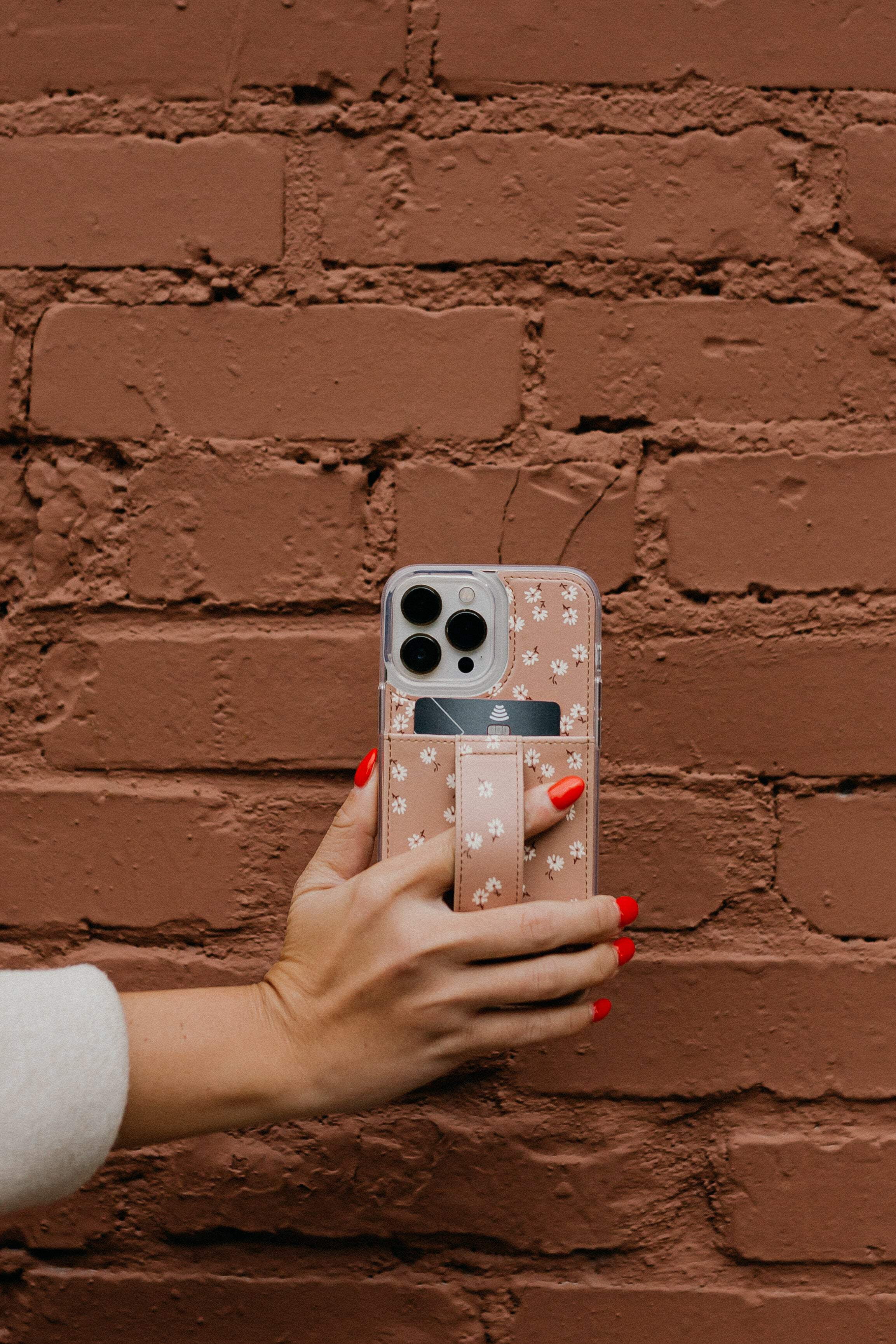 Walli Cases Falling For Floral Phone Case for iPhone 11 Pro with Wallet, Kickstand & Finger Strap