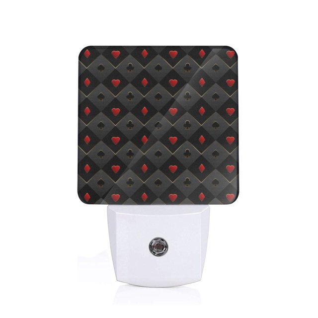 Balery Red Poker Luz Nocturna LED con Sensor Automático, Enchufe con Sensor Crepuscular, Luz Suave de 0.5W para Dormitorio, Pasillo, Baño-UK