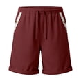 thumbnail image 5 of Cutuoiiu Women's High Waist Bermuda Shorts Solid Color Cotton Lace Trim Side Seam Drawstring Waist Casual Pocket Shorts Loose Fit Plus Size Beach Shorts for Everyday Casual Activities, 5 of 6