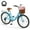 Blue, variant on MOONCOOL 24/26 Inch Cruiser Bike for Women, 7 Speed Step-Through Bicycle with Basket, Rear Rack & Lock, Retro City Bike for Adults