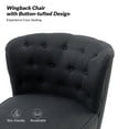 thumbnail image 3 of Modern Accent Dining Chairs Set of 2 Wood Legs Upholstered Tufted Armless Vanity Slipper Side Chair Living Bedroom Home Kitchen Black, 3 of 7