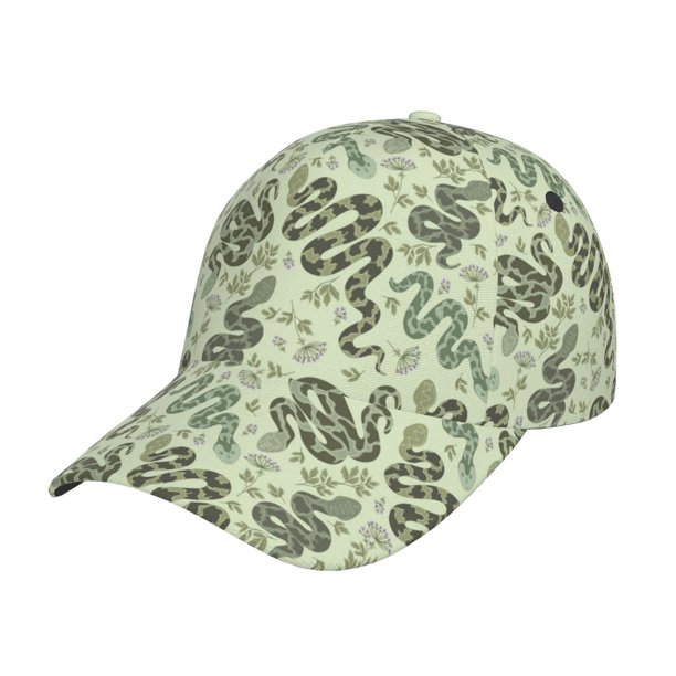 Fotbe Green Snake Gorro Clásico de Béisbol, Gorra Ajustable con Broche Snapback, Gorro de Exterior de Algodón Suave