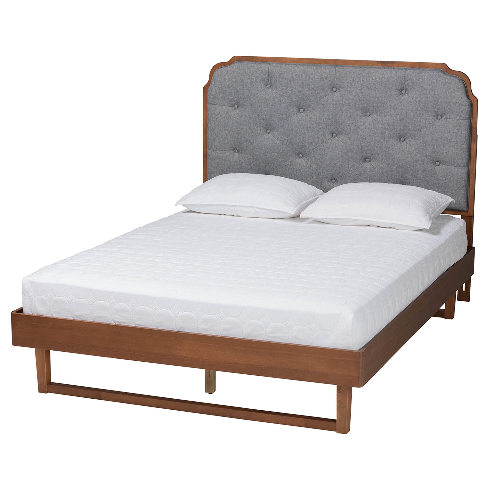 Baxton Studio Roald Mid-Century Platform bed, King, Walnut Brown