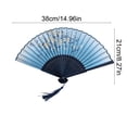 thumbnail image 3 of Qiweii Silk Cloth Folding Fan Bamboo Ribs Durable Stage Performance Props Home Decor, 3 of 6