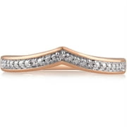 Arista Round Diamond Accent 14K Rose Gold Plated Contour Women's Wedding Band in Brass