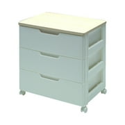 Iris Premium Drawer Storage Series High Grade 3 Drawer Chest in White with Natural Wood Top