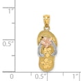 thumbnail image 4 of 14K Tri Color Gold Plumeria Flower Design Flip Flop Beach Sandal Pendant, 4 of 7